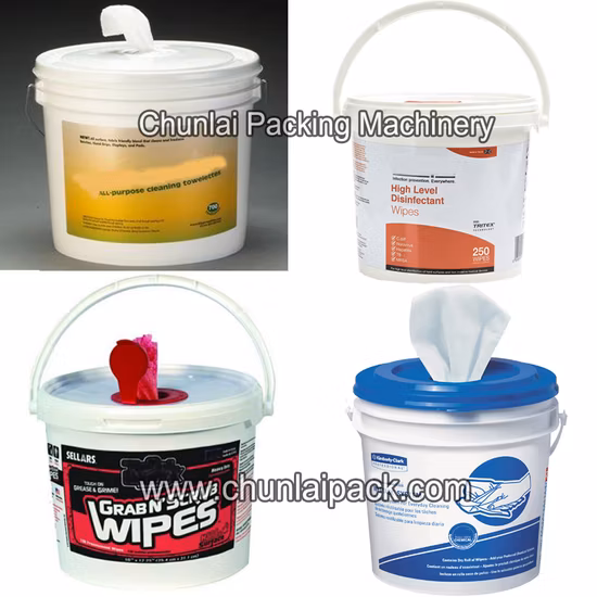 Emballage de tissu de nettoyage de cuisine Lingettes pour bébé Serviette médicale Emballage de bidon de serviette humide Capuchon d'étiquetage Désinfectant Remplissage Type rotatif Machine de scellage de remplissage